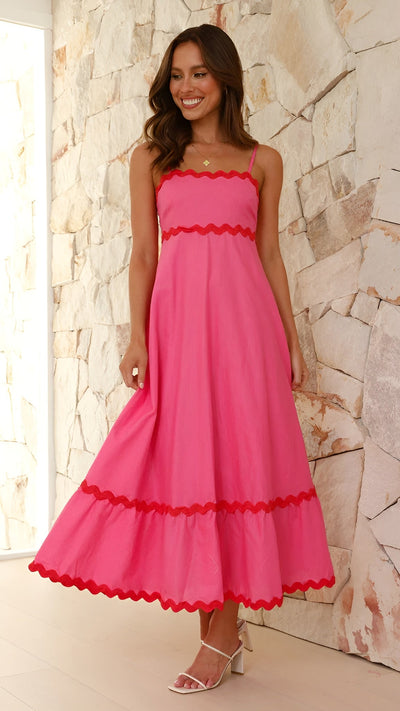 EVELINA - Flydende kjole med volangdetaljer