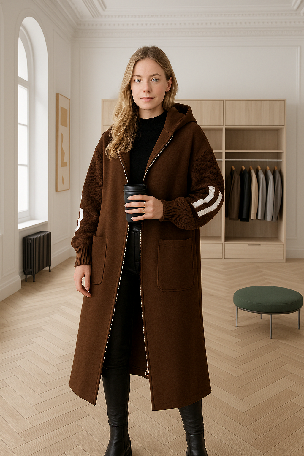 EDDA - Elegant Hættet Cardiganfrakke